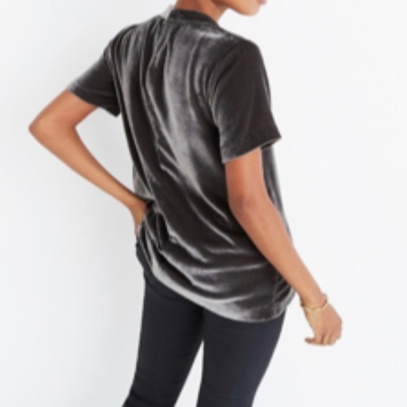 MADEWELL gray metallic velvet choker blouse - Picture 5 of 11